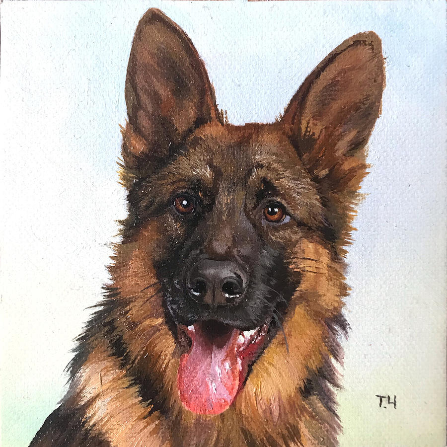 German Shepherd Painting by Tatjana Cechun - Pixels