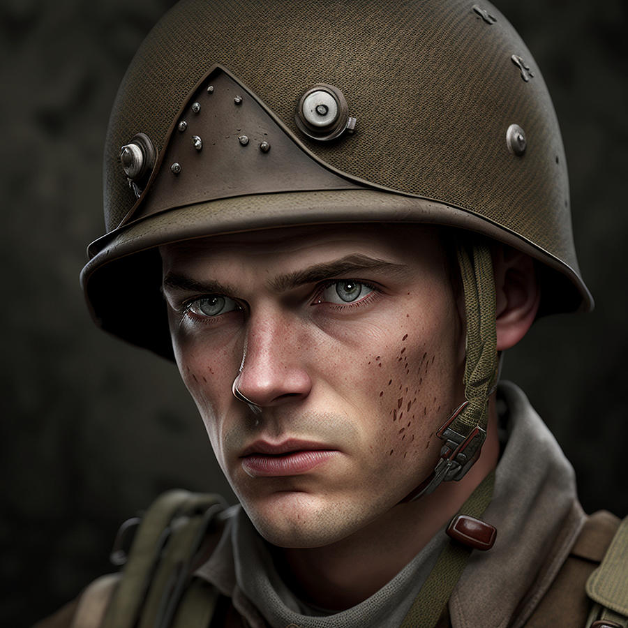 german world war two soldier wearing german hel by Asar Studios ...