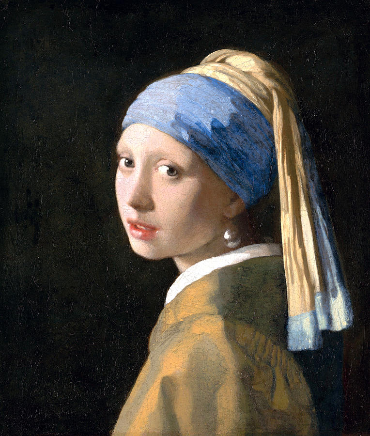 Girl With A Pearl Earring Painting - Girl with a Pearl Earring #4 by Johannes Vermeer