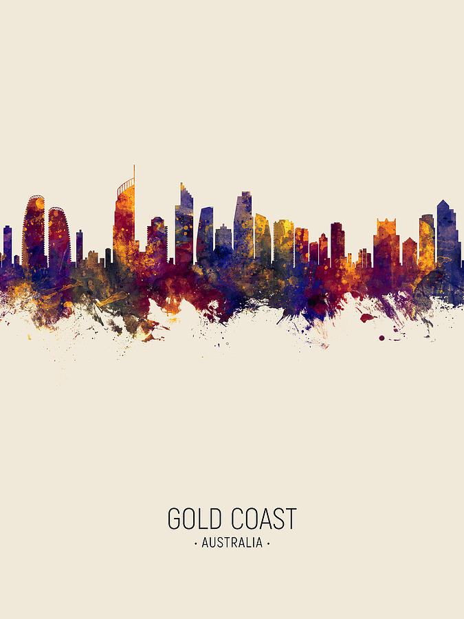 Gold Coast Australia Skyline #4 Digital Art by Michael Tompsett