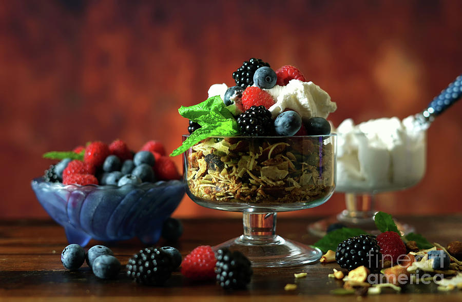 Grain free oat free paleo diet granola breakfast. #4 Photograph by Milleflore Images