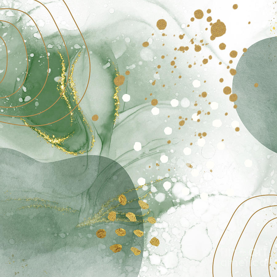 Green and Gold Abstract with popular Boho elements background #4 Photograph by Milleflore Images
