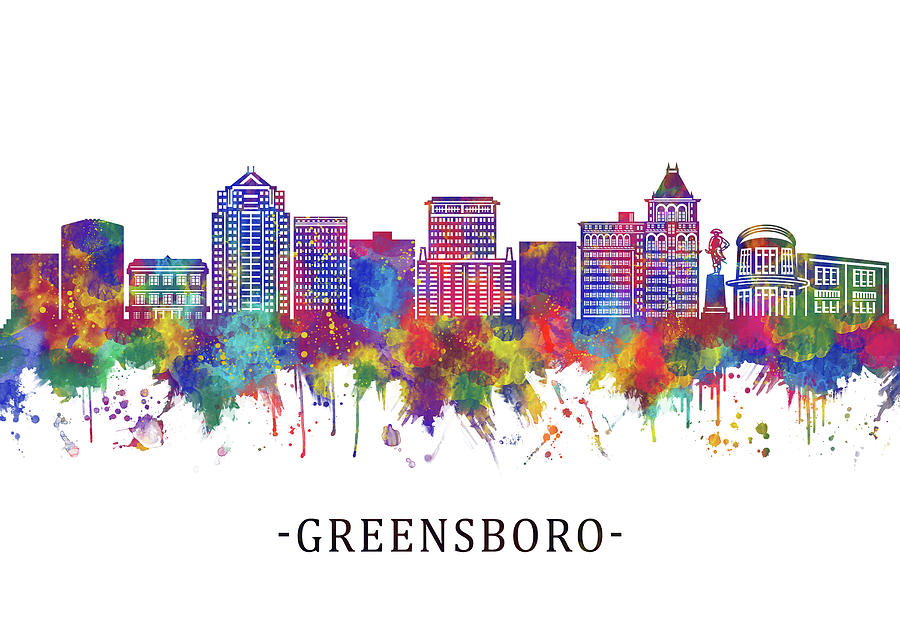 Greensboro North Carolina Skyline Mixed Media by NextWay Art - Fine Art ...