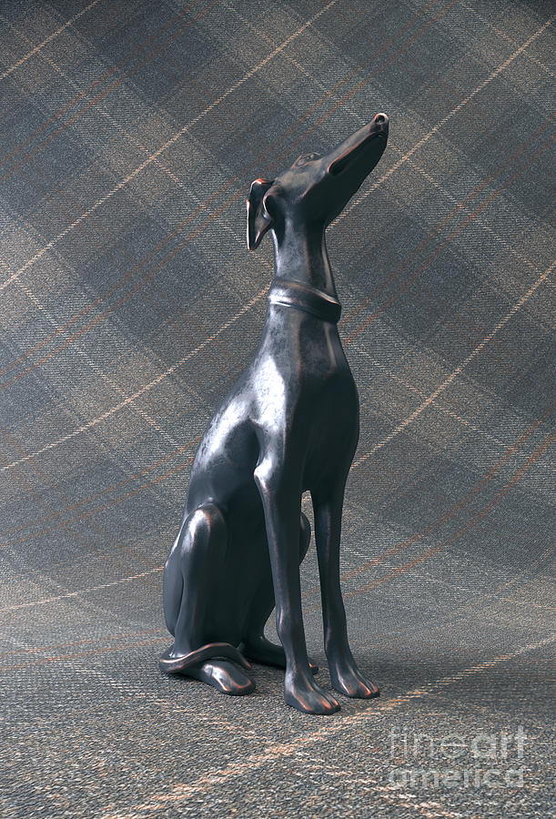 Dog Digital Art - Greyhound Sculpture Tweed Background #4 by Allan Swart