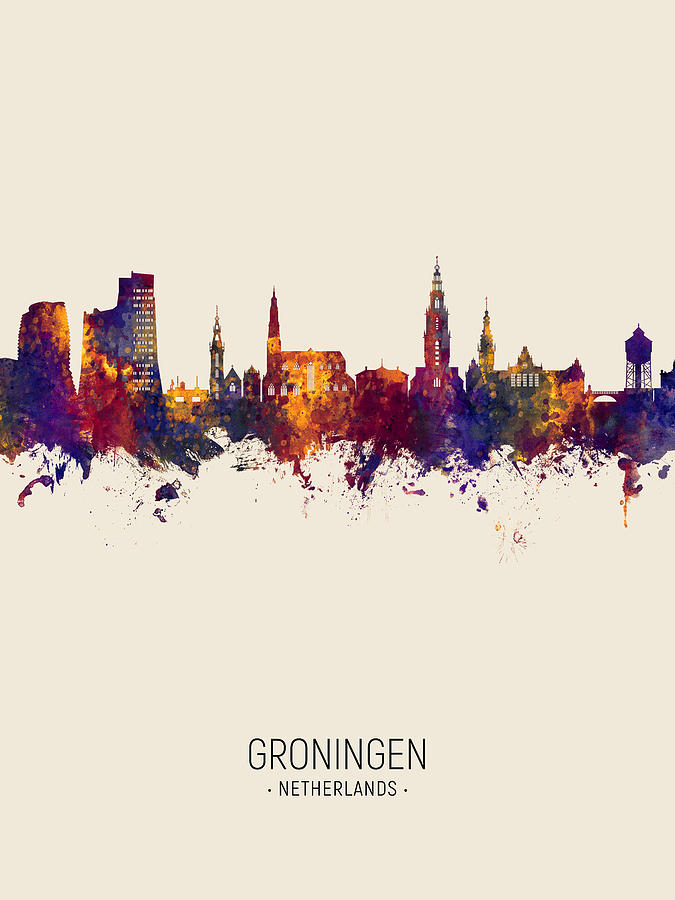 Groningen The Netherlands Skyline #4 Digital Art by Michael Tompsett