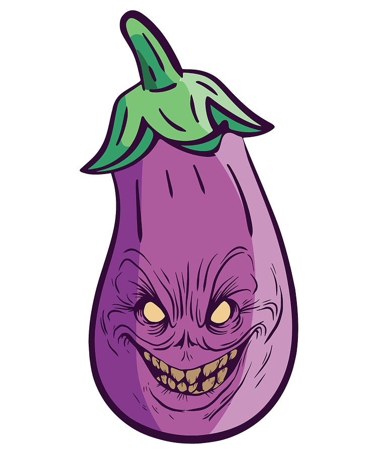 Halloween Digital Art - Halloween Eggplant Monster Healthy Food Lovers #4 by Toms Tee Store