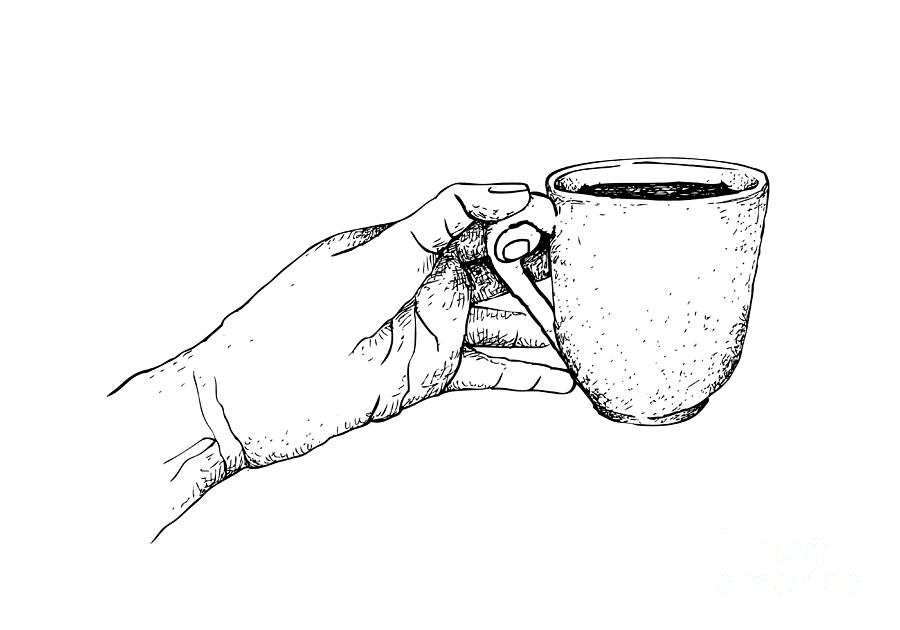 Hand Drawn Of Hand Holding A Cup Hot Coffee Drawing By Iam Nee Pixels