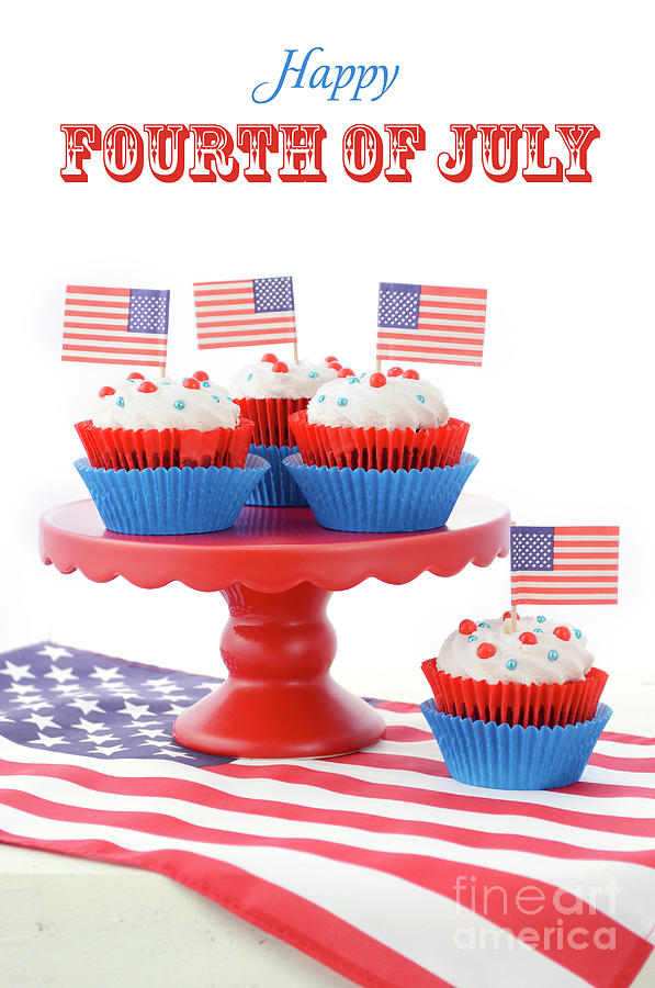 Happy Fourth of July Cupcakes on Red Stand #4 Photograph by Milleflore Images
