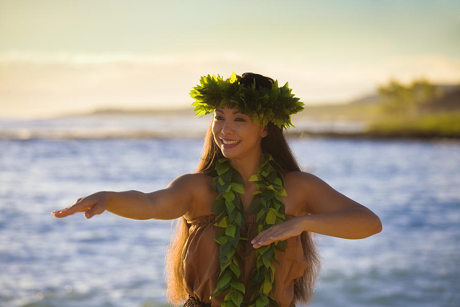 Hawaiian Hula Dancer Dancing on the Beach #4 Photograph by YinYang