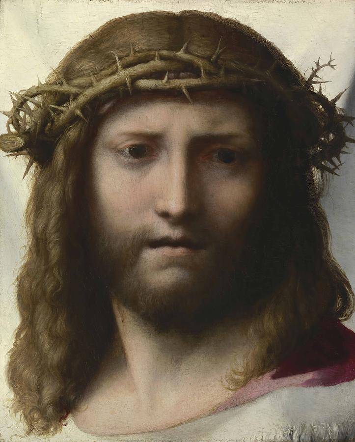 Correggio Painting - Head of Christ  #4 by Correggio