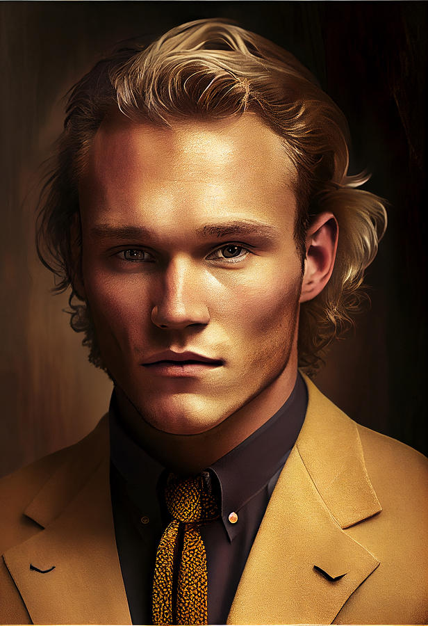 Heath  Ledger  As  A  Young  Handsome  Man  Gold  At  Fu  By Asar Studios Digital Art