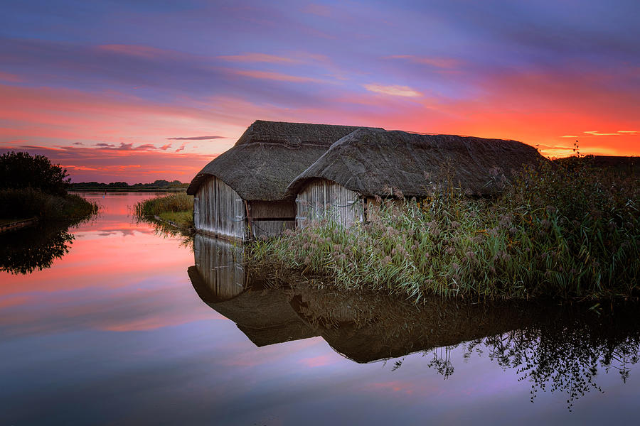 Hickling Broad - 1st Place Winner Competition themed BUILDINGS WITH THATCHED ROOFS Photograph by Joana Kruse