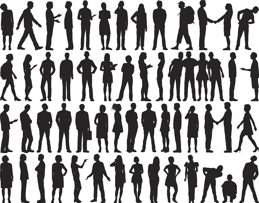 Highly Detailed People Silhouettes #4 Drawing by Leontura