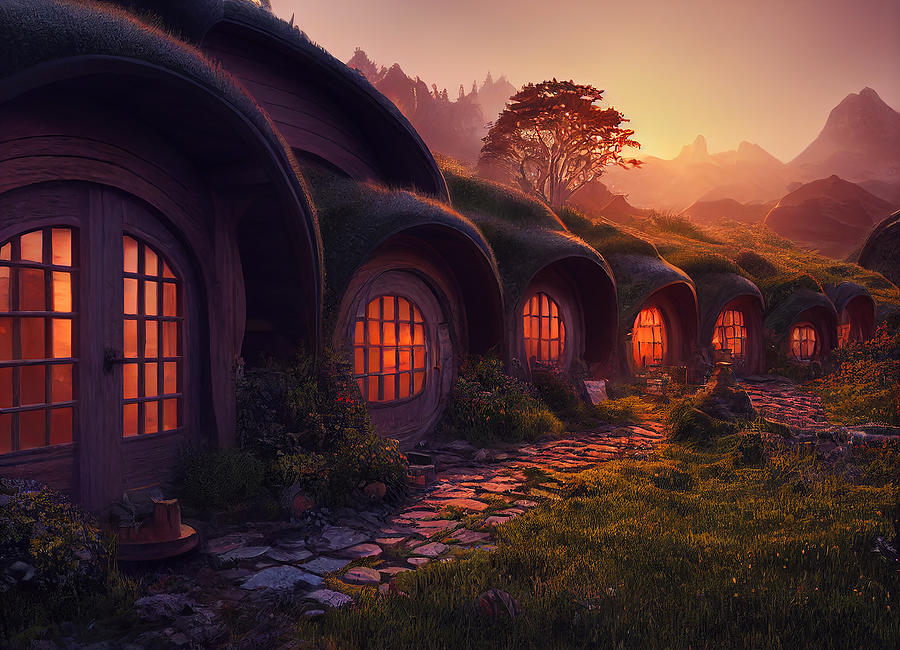 Fantasy Mixed Media - Hobbit Homes #4 by Smart Aviation