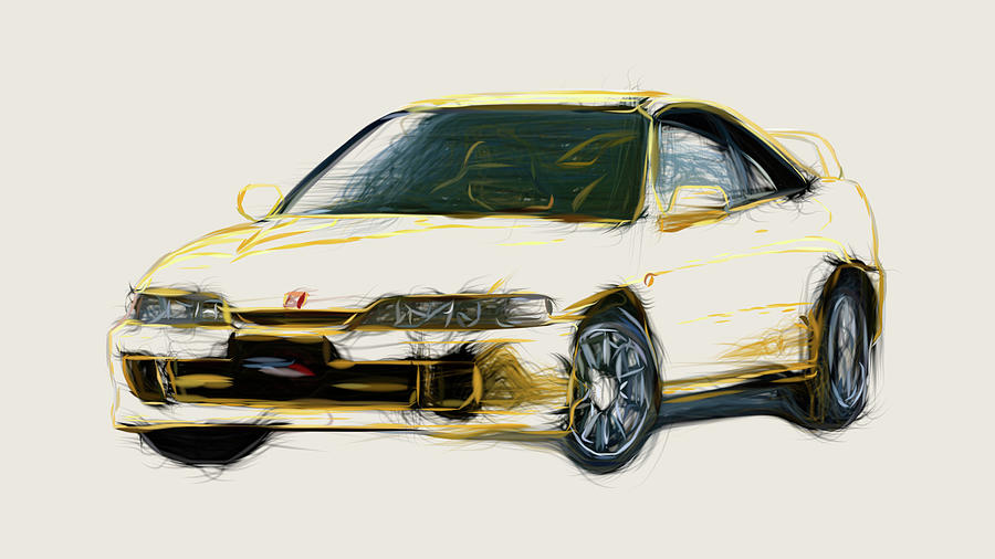 Honda Integra Type R Car Drawing Digital Art by CarsToon Concept Fine