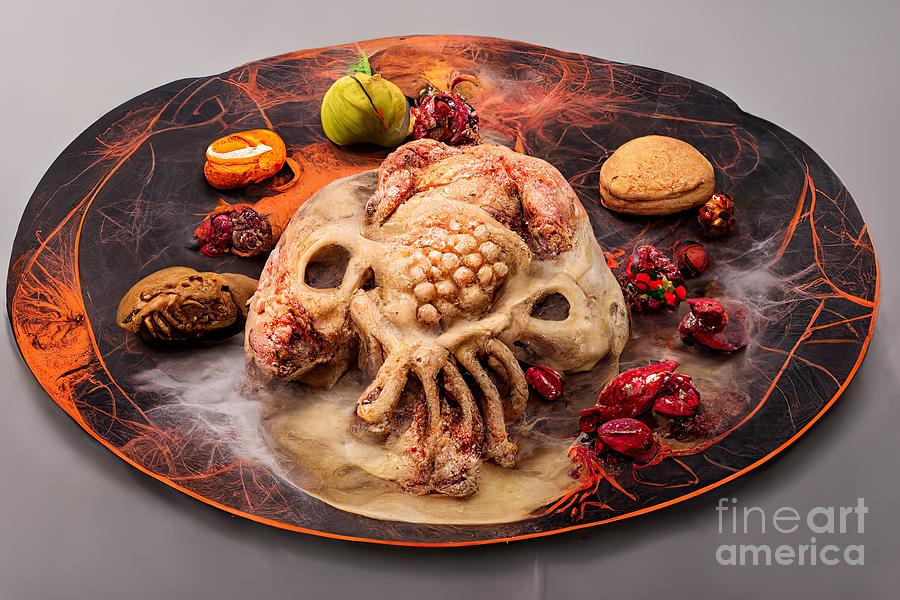 Horror food dish of Halloween dinner #4 Digital Art by Benny Marty