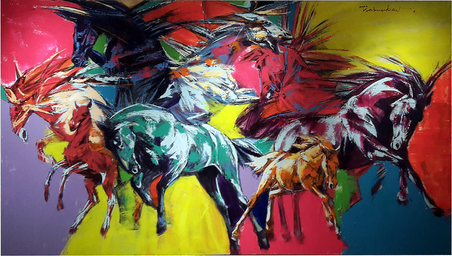 Horses #5 Painting by Tsolmonbat Enkhbat