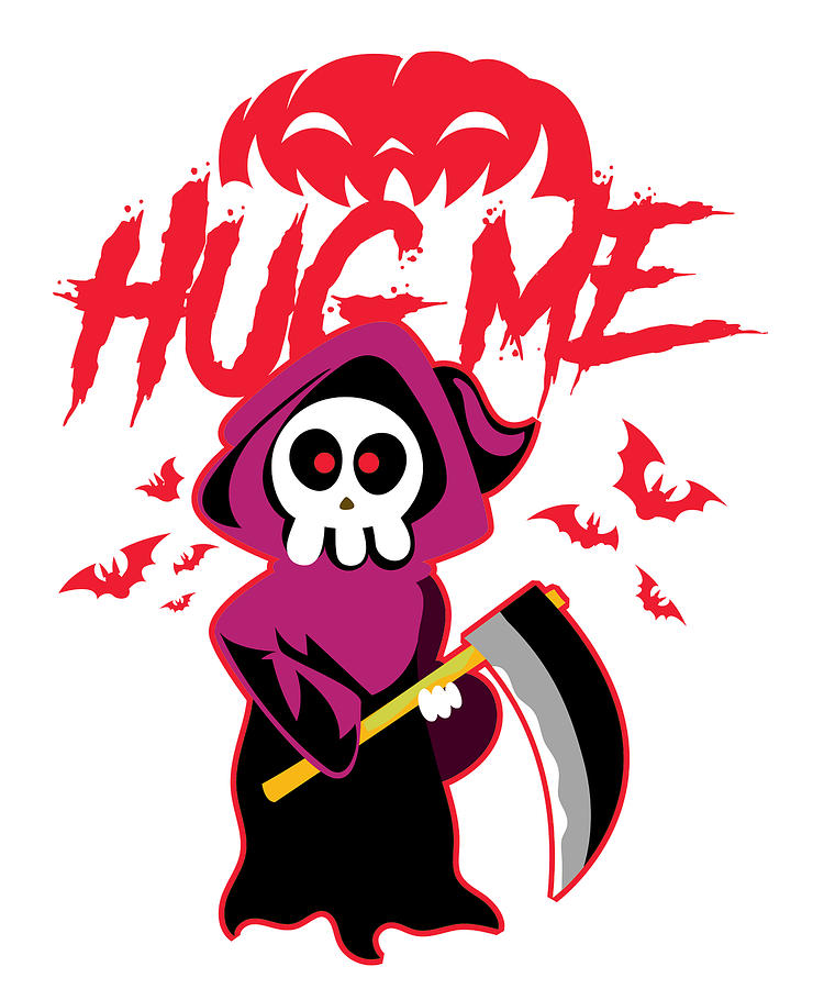 Halloween Digital Art - Hug Me Classic Skull of Death Creepy Skeleton Design #4 by Toms Tee Store