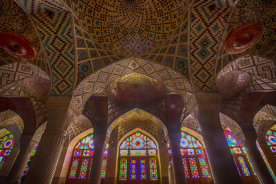 Inside the Nasir ol Molk Mosque in Shiraz, Iran #4 Photograph by Guenterguni