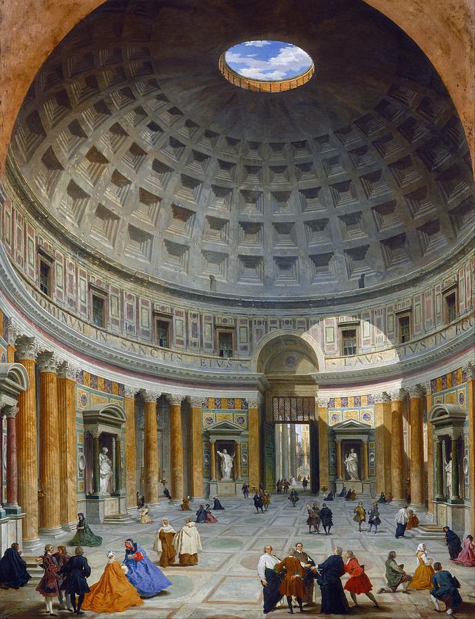 Rome Painting - Interior Of The Pantheon Rome #4 by Giovanni Paolo Panini
