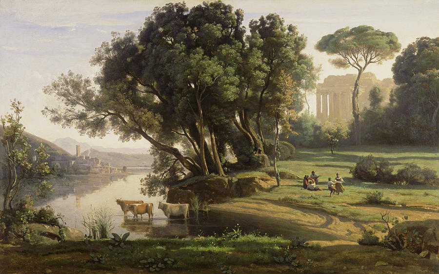 Animal Painting - Italian Landscape #4 by Jean-Baptiste-Camille Corot
