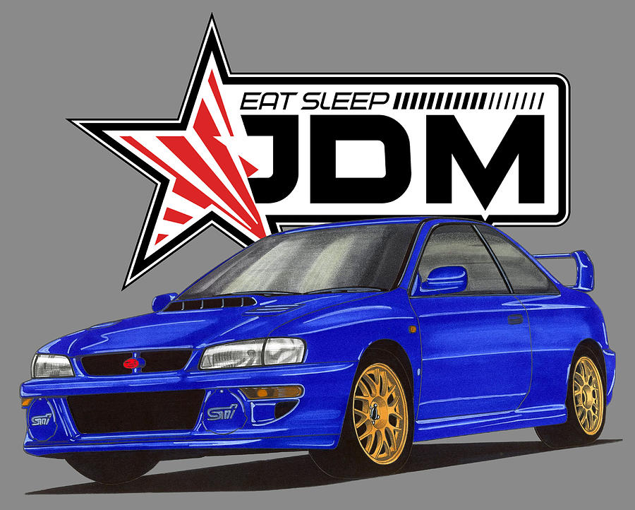 JDM Subaru Impreza 22B WRX STi GC8E2SD Colin McRae Drawing by Vladyslav ...