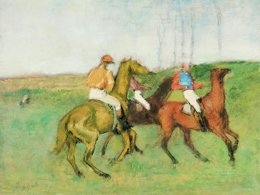 Jockeys and Race Horses #5 Painting by Edgar Degas
