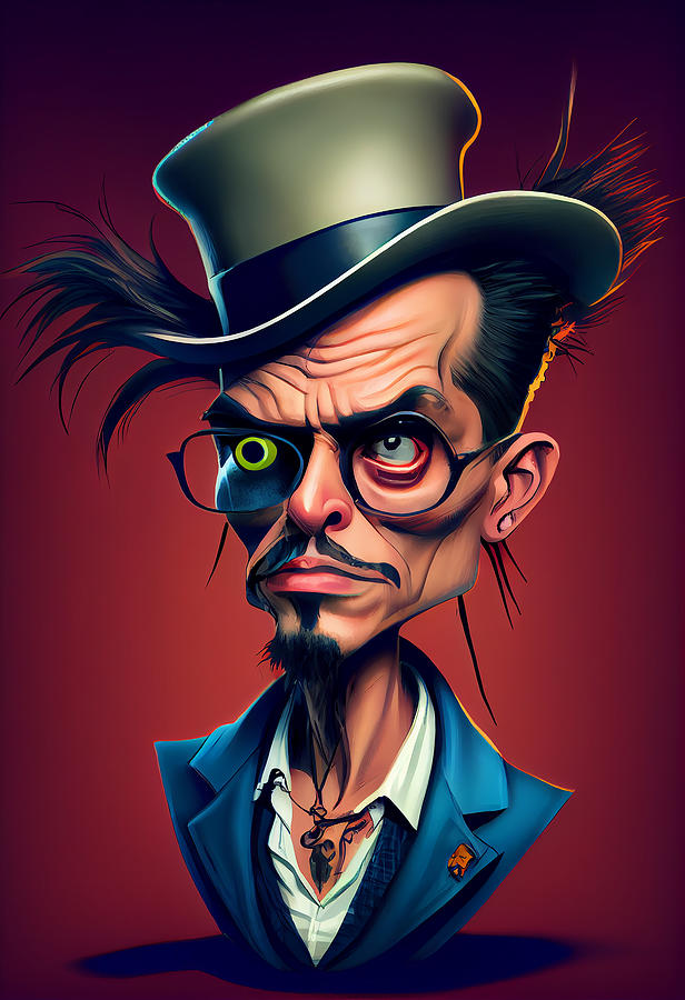 Johnny Depp Caricature Mixed Media