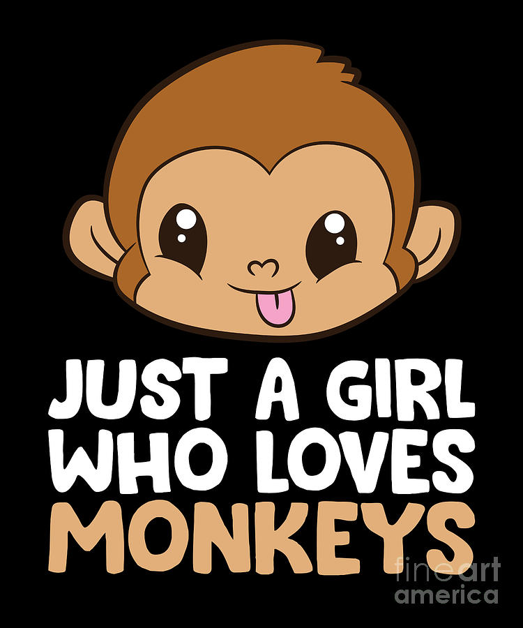 Monkey Digital Art - Just a Girl Who Loves Monkeys #4 by EQ Designs