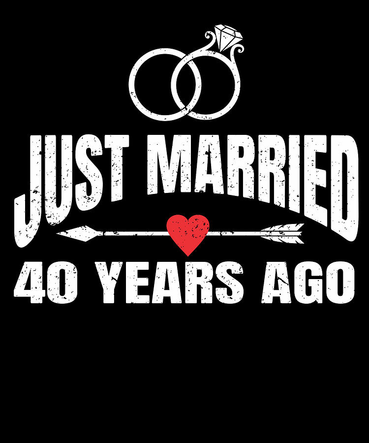 Just Married 40 Years Ago 40th Wedding Anniversary Mixed Media by ...