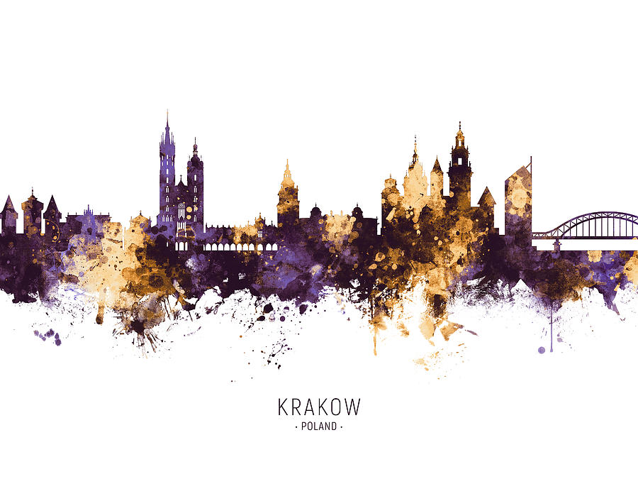 Krakow Poland Skyline #4 Digital Art by Michael Tompsett