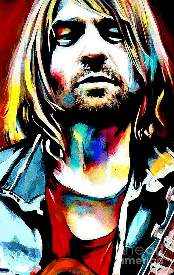 Kurt Cobain Nirvana Guitarist Singer Painting Portrait Digital Art ...