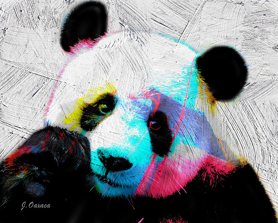 Rainbow Panda  Mixed Media by J U A N - O A X A C A
