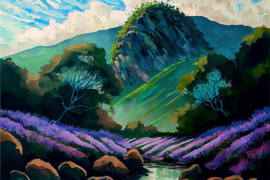 landscape  mountains  river  rainforest  inspired  by Asar Studios Digital Art