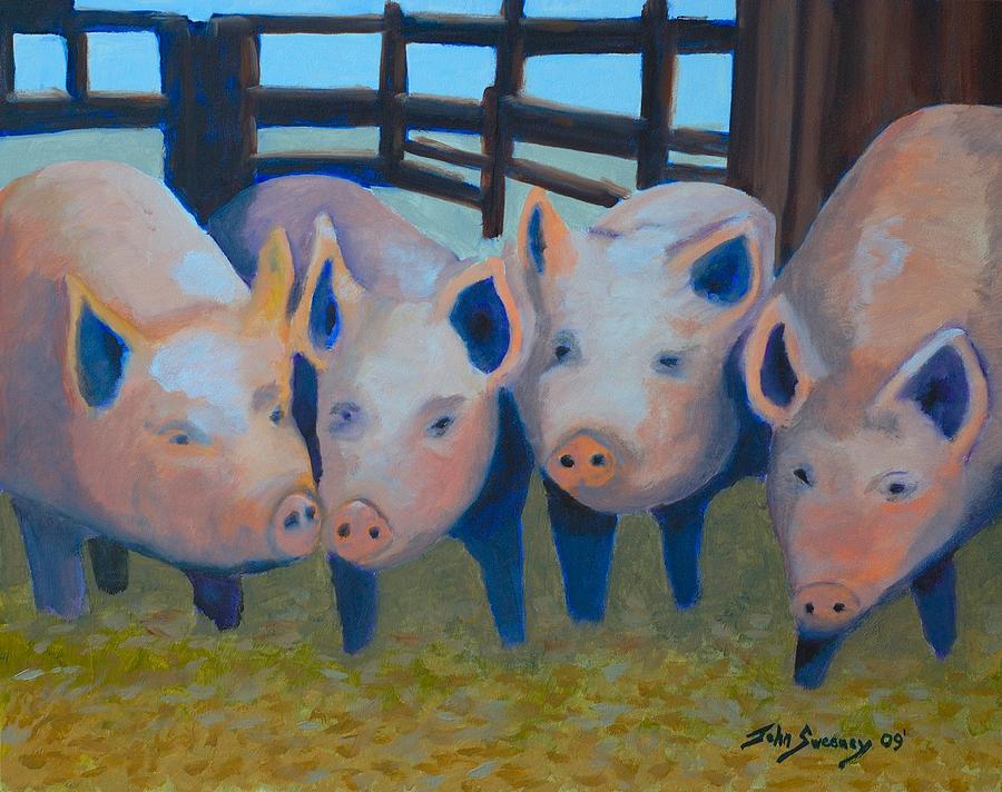 4 Little Piggies Painting by John Sweeney