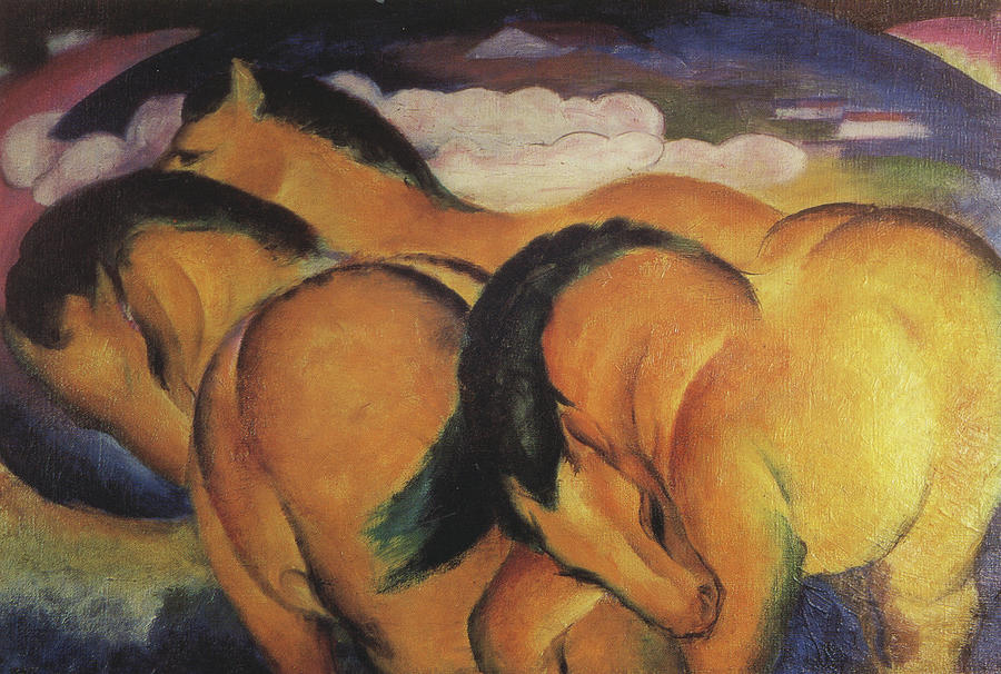Franz Marc Painting - Little Yellow Horses #5 by Franz Marc