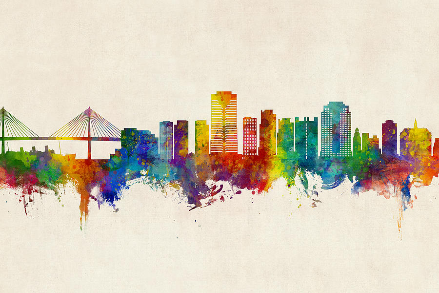 Long Beach Digital Art - Long Beach California Skyline #4 by Michael Tompsett