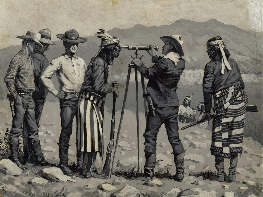 Frederic Remington Painting - Looking Through the Telescope #4 by Frederic Remington