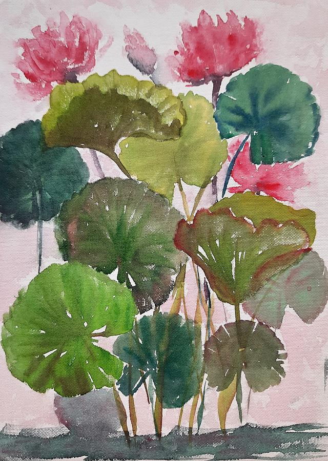 Lotus pond #4 Painting by Asha Sudhaker Shenoy