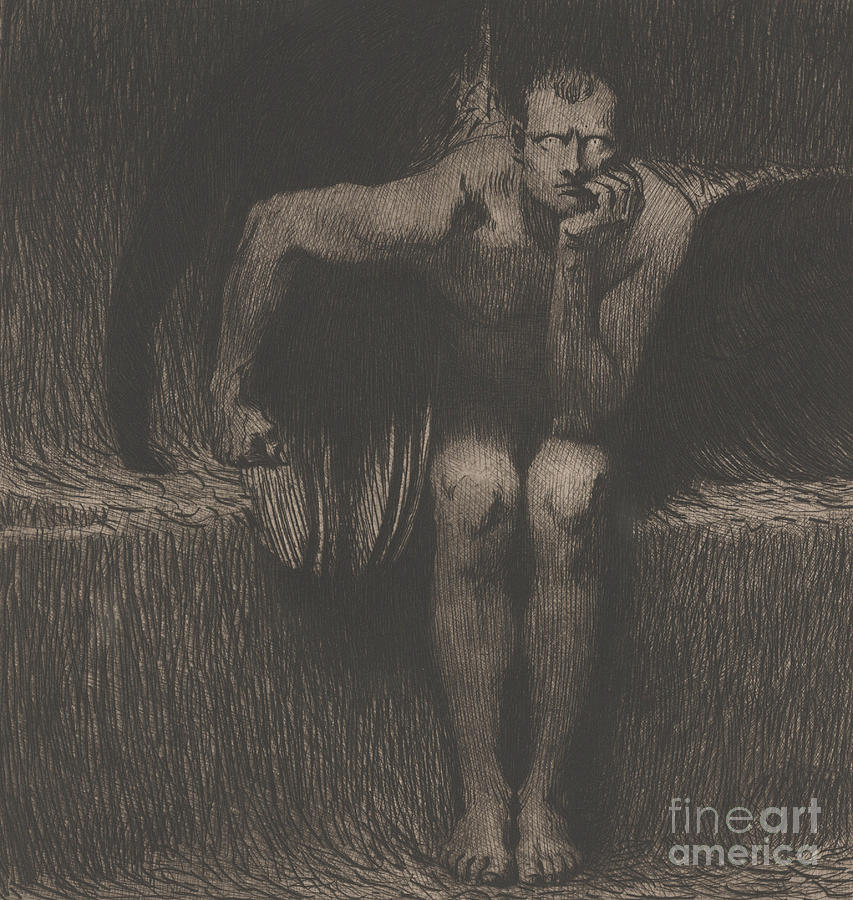 Lucifer Drawing by Franz Von Stuck