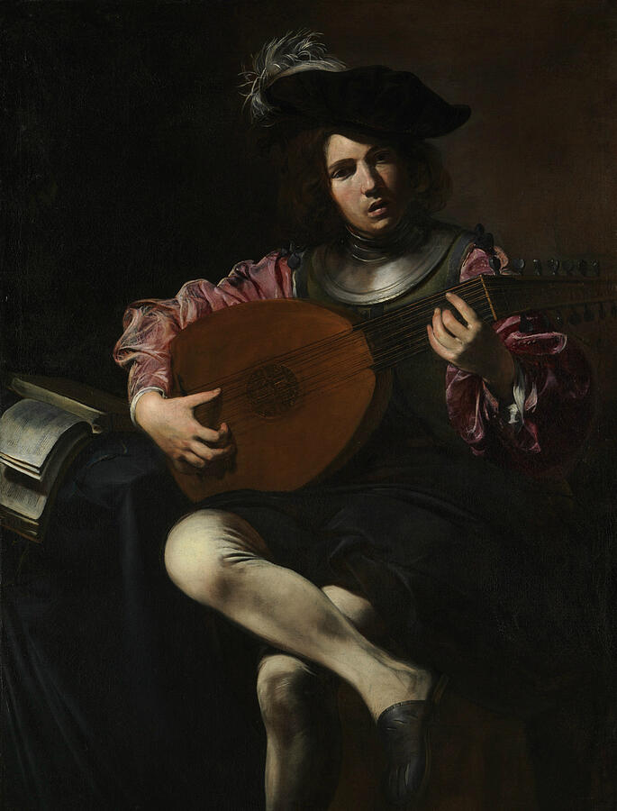 French Painters Painting - Lute Player 4 by Valentin de Boulogne French Painters Painting - Lute Player 4 by Valentin de Boulogne