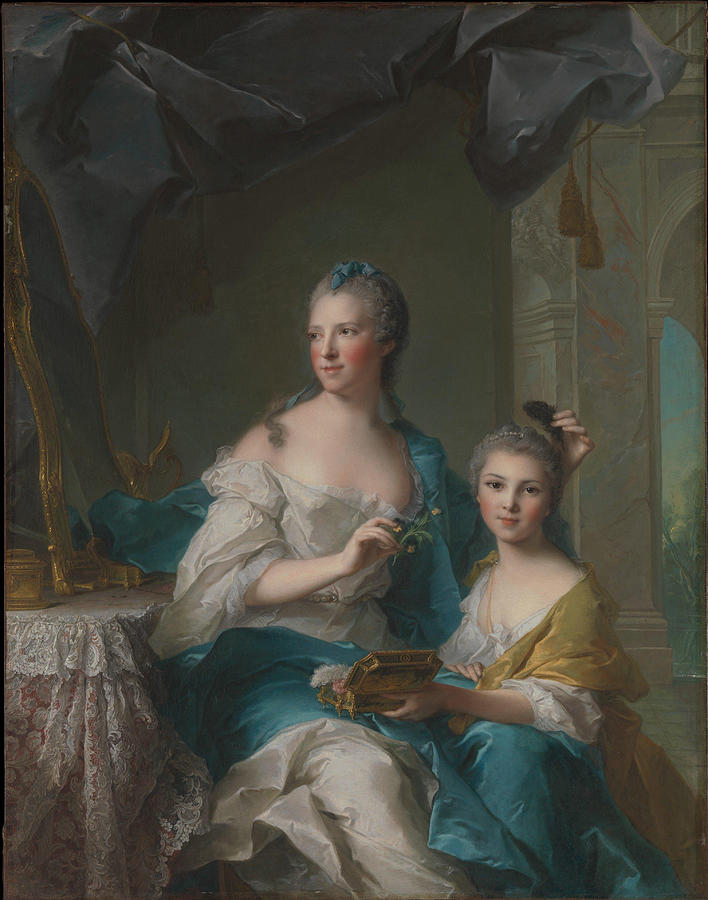 Madame Marsollier and Her Daughter #5 Painting by Jean-Marc Nattier