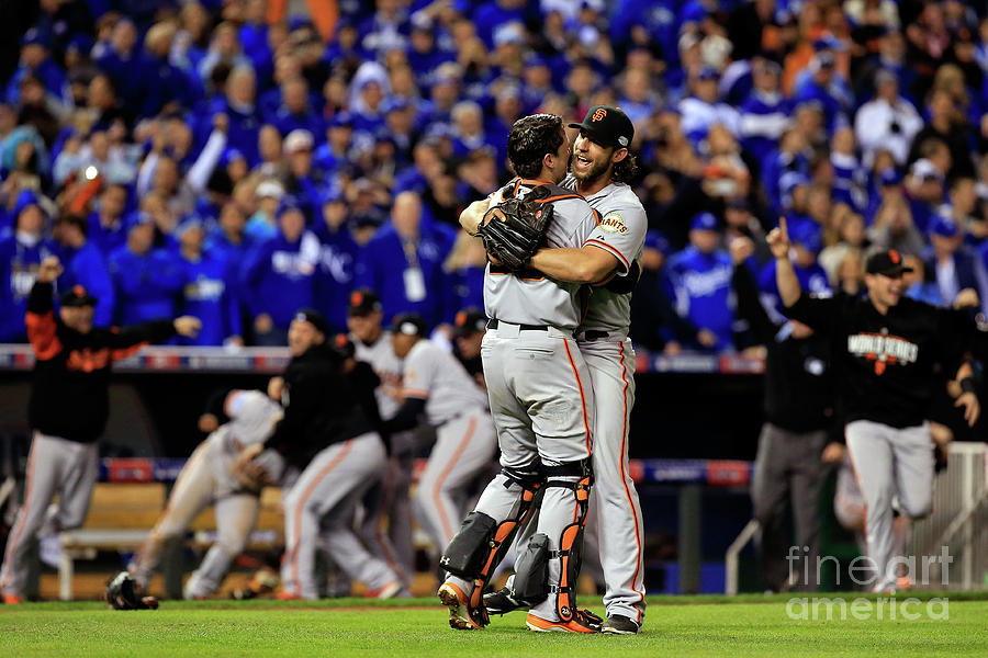 Madison Bumgarner and Buster Posey Photograph by Jamie Squire