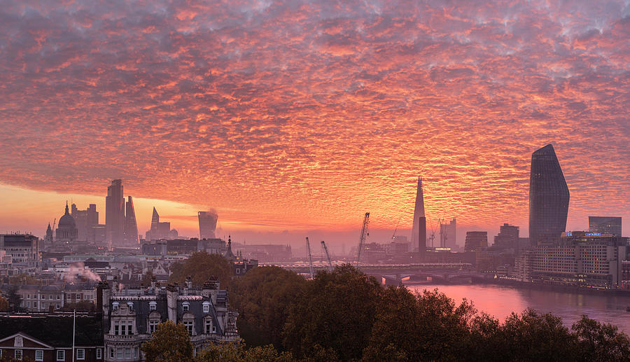 Majestic landscape image of sunrise over London cityscape with ...