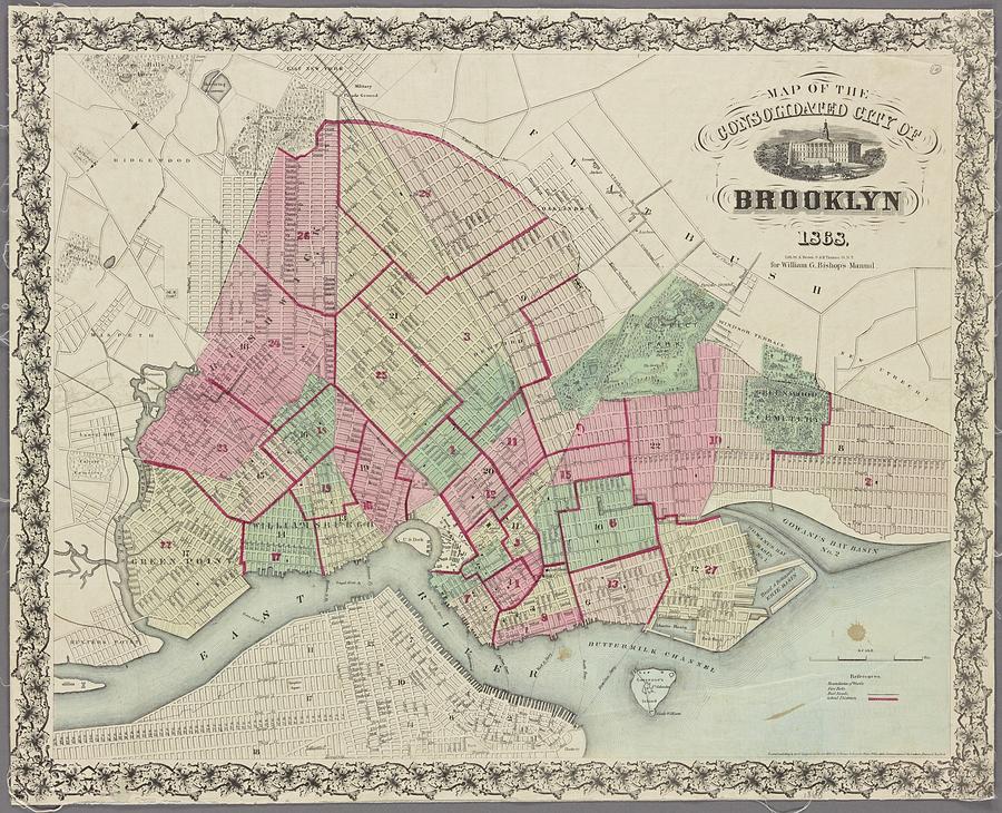 Map of the consolidated city of Brooklyn #4 Painting by MotionAge ...