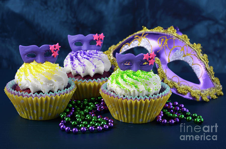 Mardi Gras Cupcakes #4 Photograph by Milleflore Images