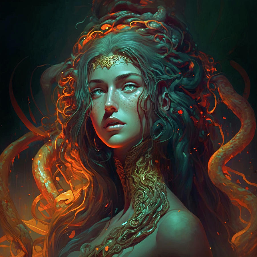 Medusa Beauty and Serpentine Elegance Digital Art by Oana Unciuleanu ...