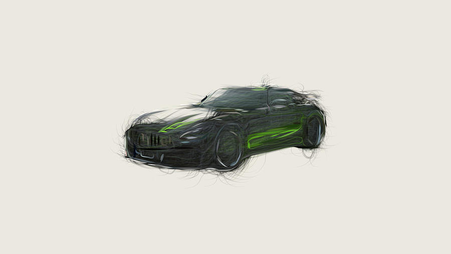 Mercedes AMG GT R PRO Car Drawing #4 Digital Art by CarsToon Concept