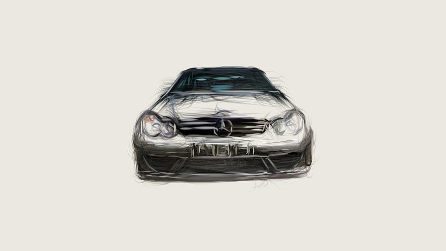 Mercedes Benz CLK DTM AMG Car Drawing #4 Digital Art by CarsToon Concept