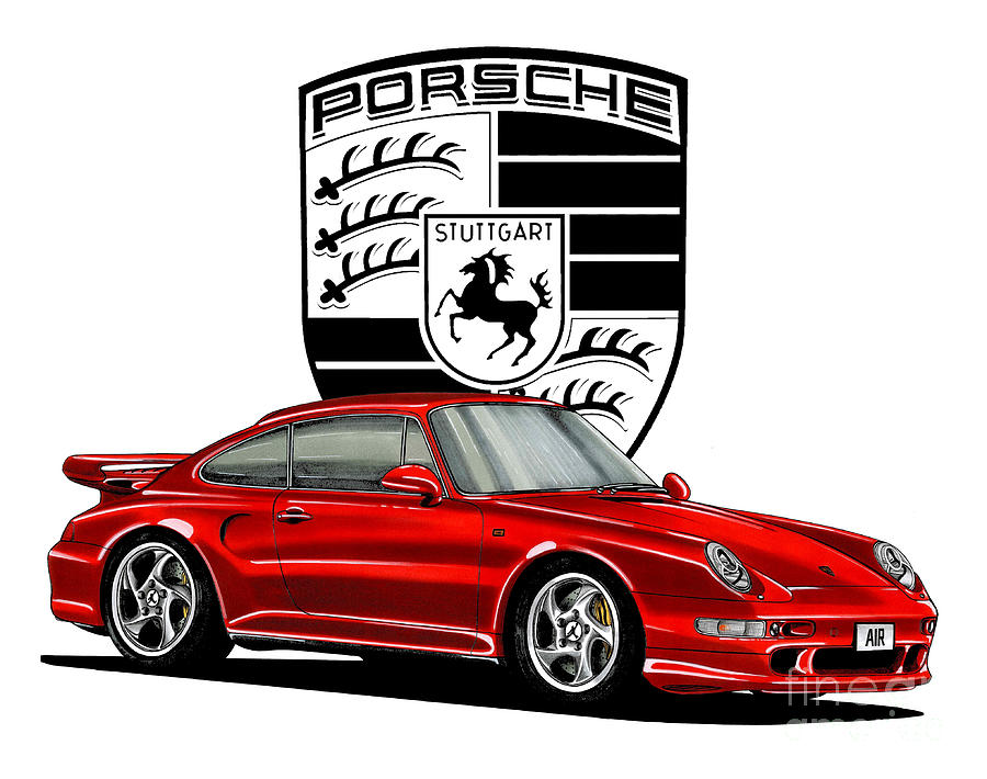 Michael Jordan red Porsche 911 993 Turbo Drawing by Vladyslav